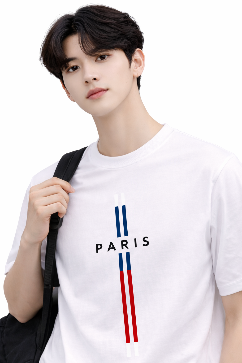 Attitude Start of Fashion White Crew Neck T-Shirt for Men – Paris Graphic Design