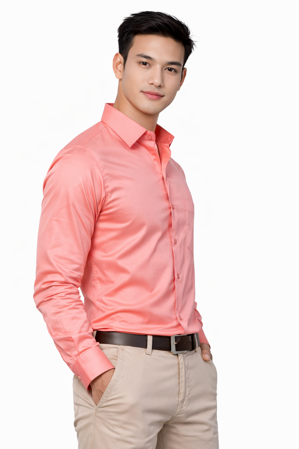 Attitude Start of Fashion Men’s Classic Peach Formal Shirt – Full Sleeve Smart Casual Wear