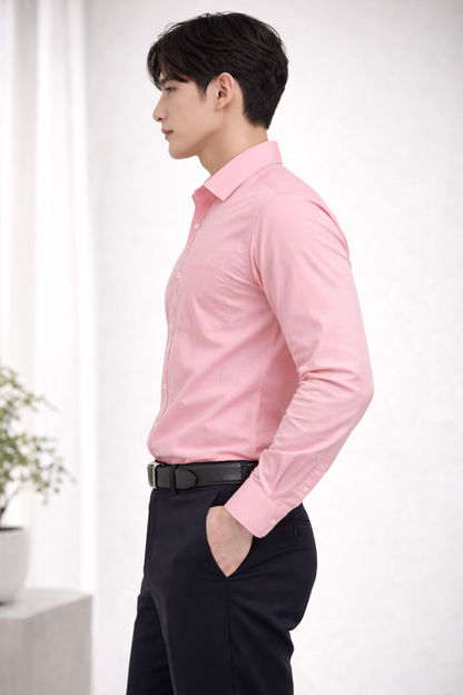 Attitude Start of Fashion Men’s Peach Pink Slim Fit Formal Shirt