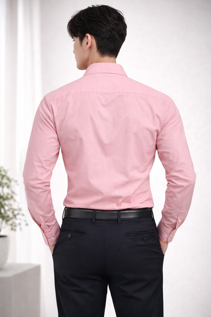 Attitude Start of Fashion Men’s Peach Pink Slim Fit Formal Shirt