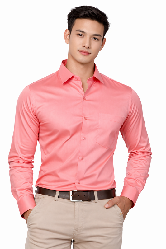 Attitude Start of Fashion Men’s Classic Peach Formal Shirt – Full Sleeve Smart Casual Wear
