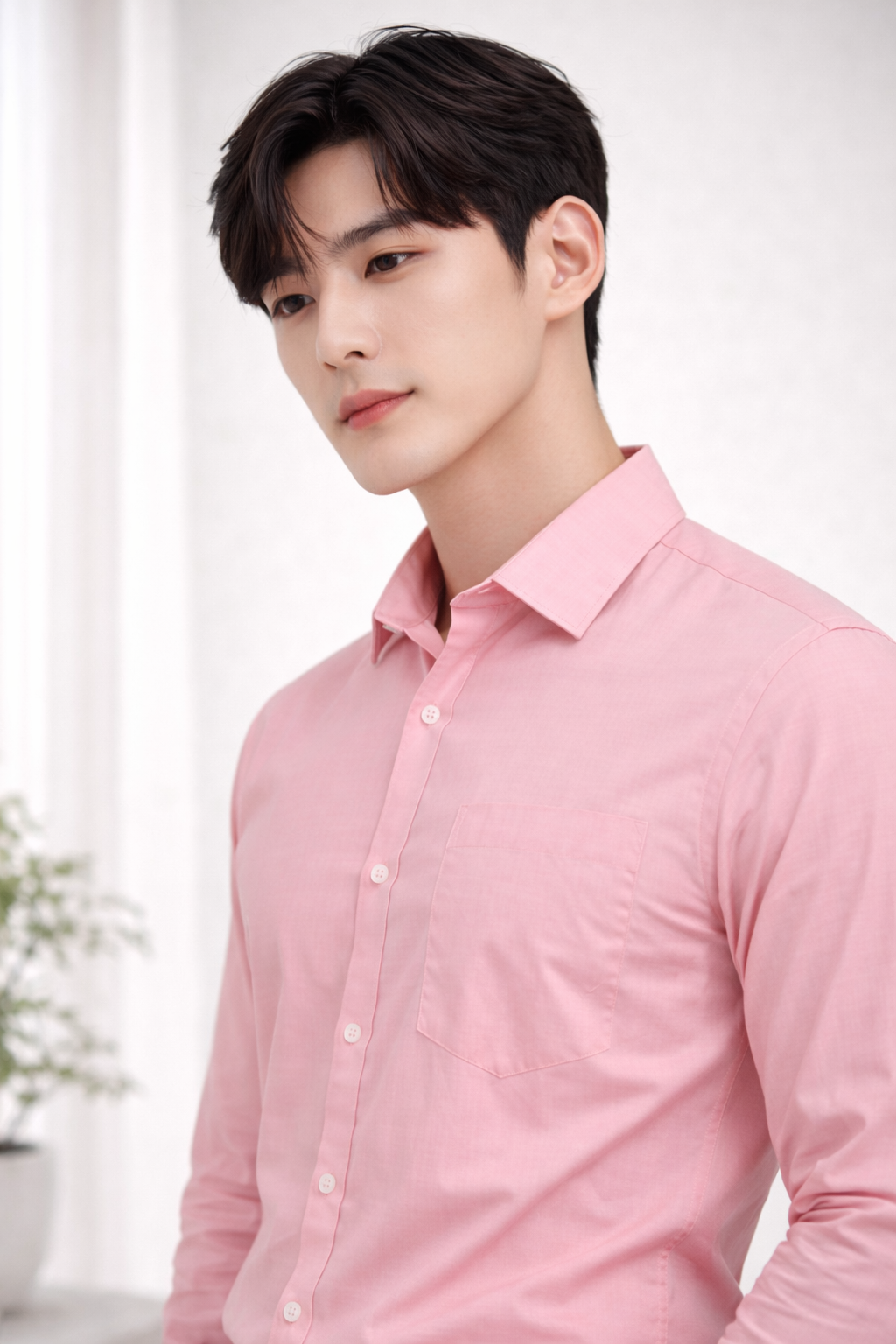 Attitude Start of Fashion Men’s Peach Pink Slim Fit Formal Shirt