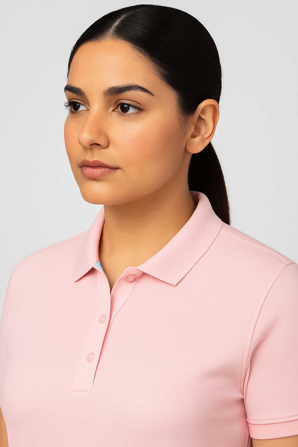 Attitude Start Of Fashion Women’s Light Pink Polo T-Shirt – Classic Collar, Slim Fit Casual Wear