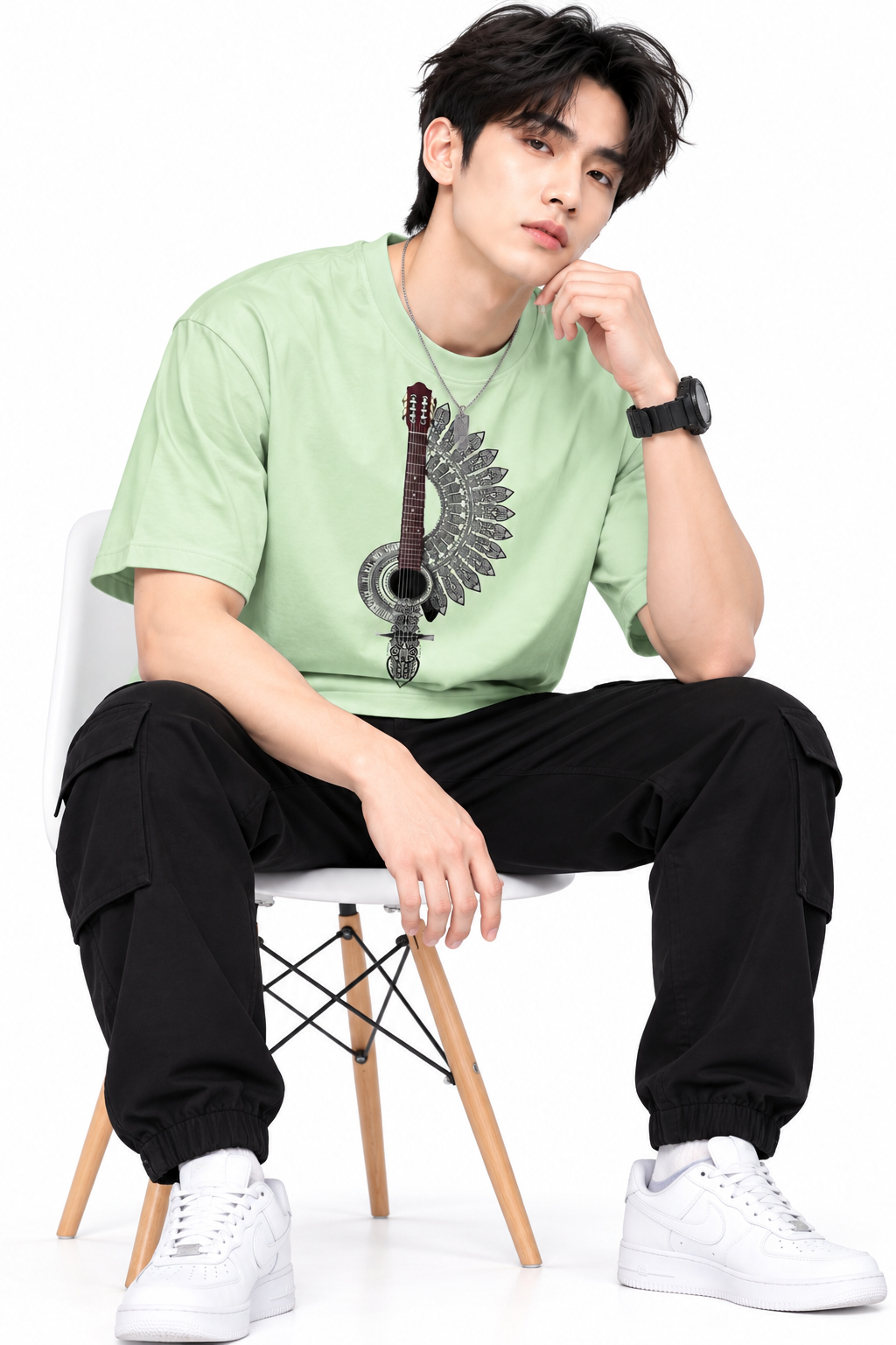 Attitude T-Shirts for Men | Guitar t shirt | Oversized Printed T-Shirt |  100% Pure Cotton T Shirt
