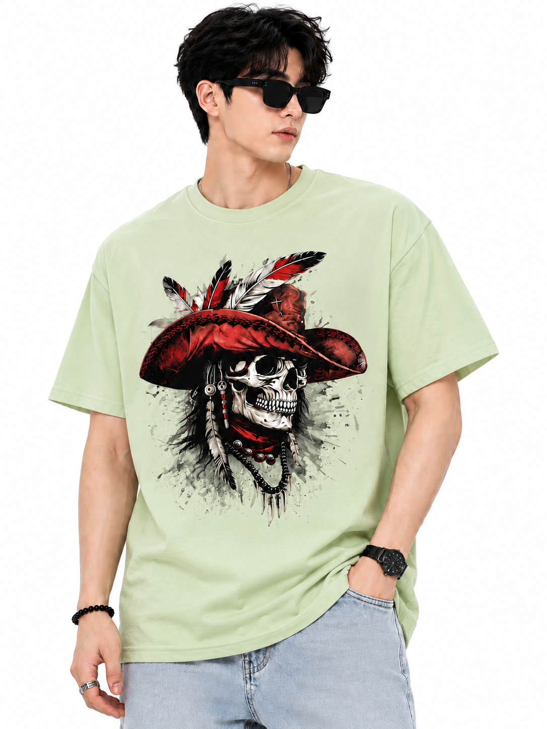 Attitude Men's Skull Graphic Printed  T-Shirt | Premium Cotton Casual Round Neck Tee for Men