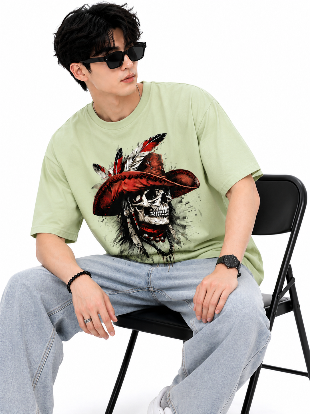 Attitude Men's Skull Graphic Printed  T-Shirt | Premium Cotton Casual Round Neck Tee for Men