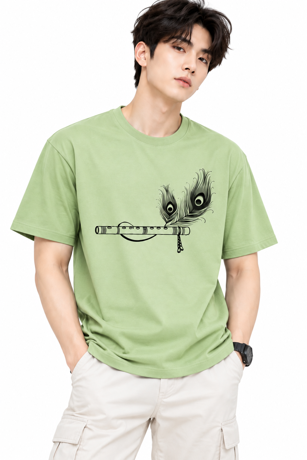 Attitude T-Shirts for Men | India's Number one Trending Brand | Murli Printed | 100% Pure Cotton Oversized Printed Tee