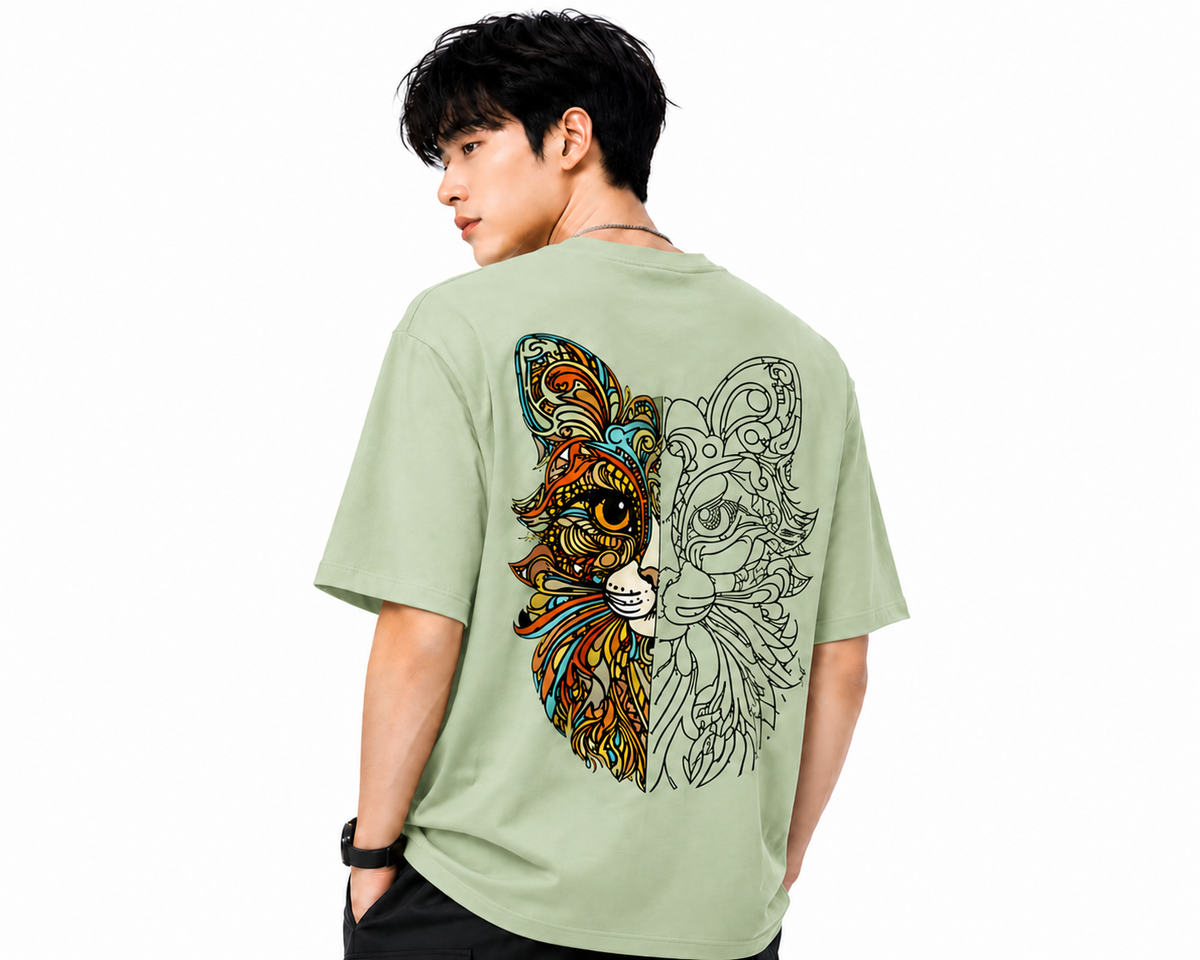 Attitude Cat Printed Oversized tshirt For Men| Trending T- Shirt