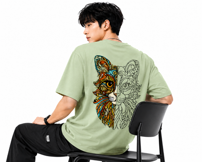 Attitude Cat Printed Oversized tshirt For Men| Trending T- Shirt