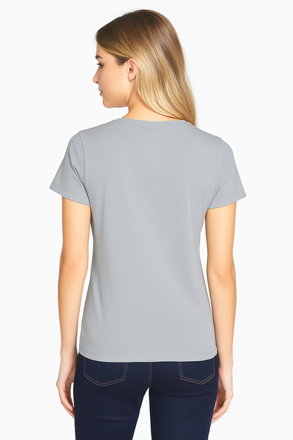Attitude Start Of Fashion Women’s Grey & White Color Block Cotton T-Shirt – Regular Fit Casual Tee