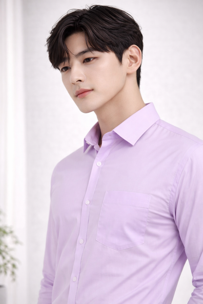 Attitude Start of Fashion Men’s Lavender Purple Slim Fit Formal Shirt