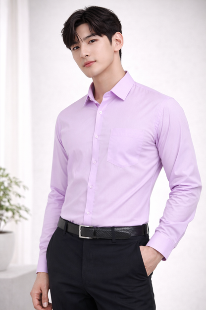 Attitude Start of Fashion Men’s Lavender Purple Slim Fit Formal Shirt