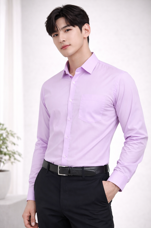 Attitude Start of Fashion Men’s Lavender Purple Slim Fit Formal Shirt
