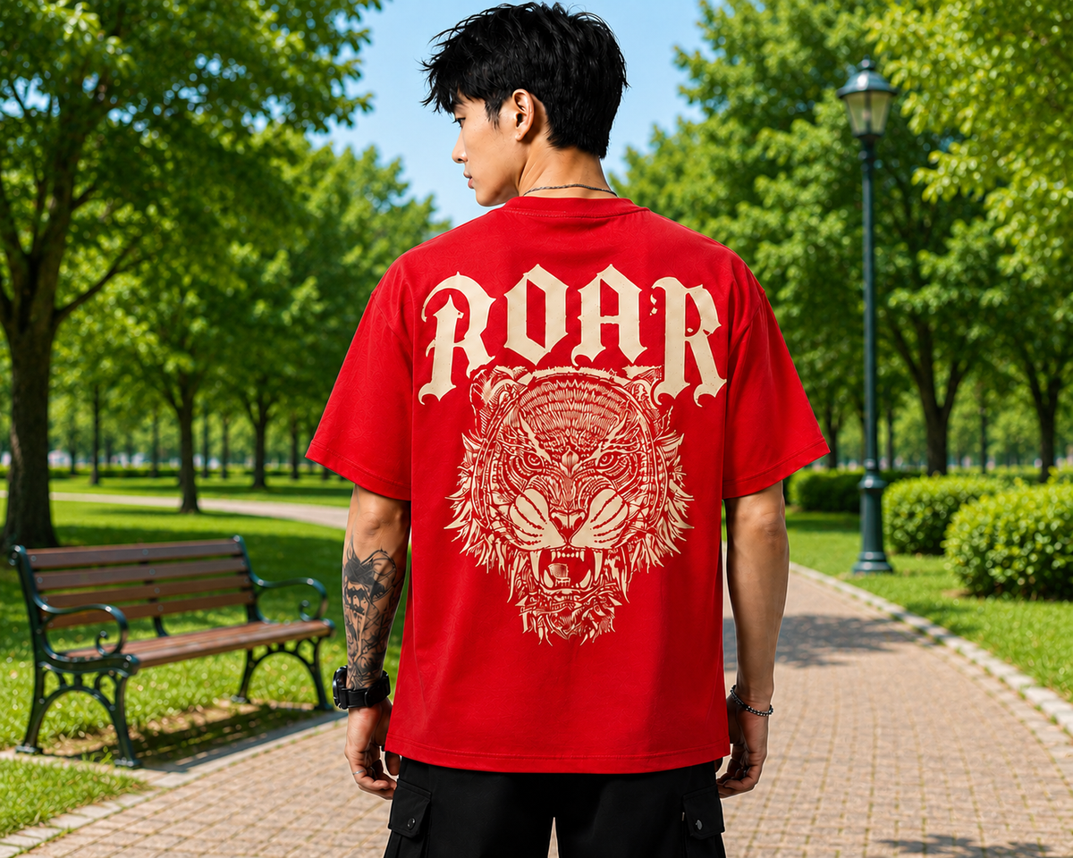 Attitude Men Printed Oversized Fit Cotton T- Shirt