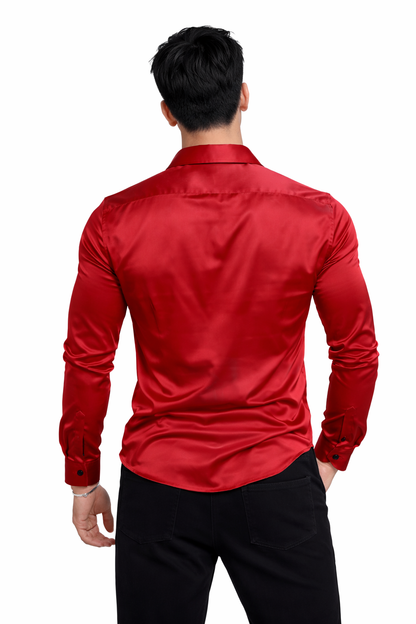 Attitude Start of Fashion Men’s Premium Red Satin Slim Fit Shirt – Full Sleeve Party Wear
