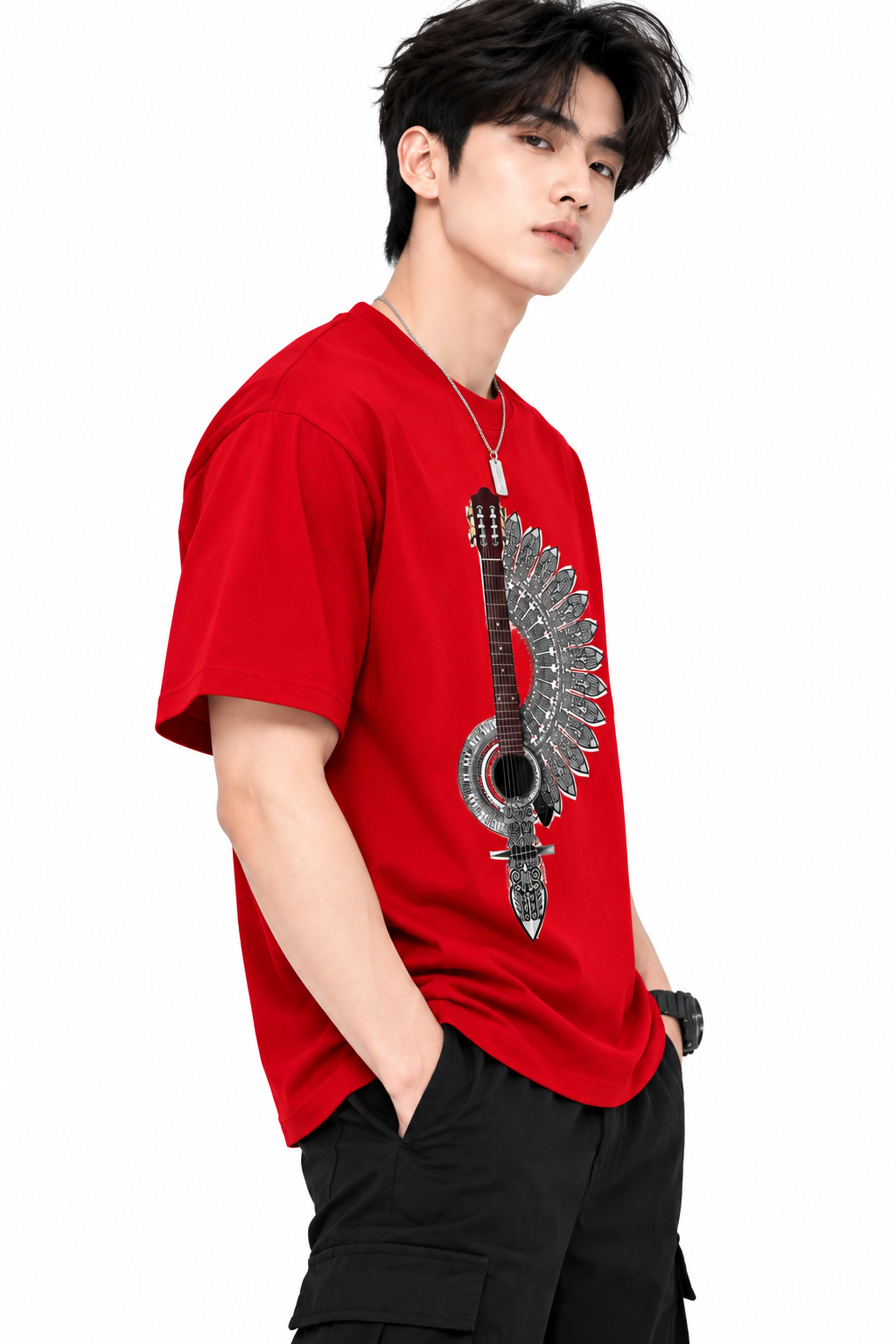 Attitude T-Shirts for Men | Guitar t shirt | Oversized Printed T-Shirt |  100% Pure Cotton T Shirt