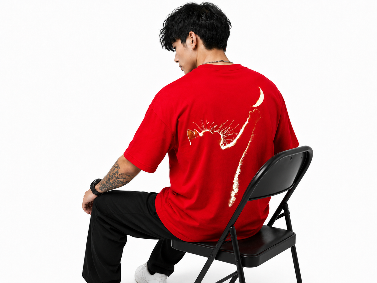 Attitude Oversized Anime Graphic T-Shirt for Men | Mens LoosE Fit Back Printed Oversized Tshirt