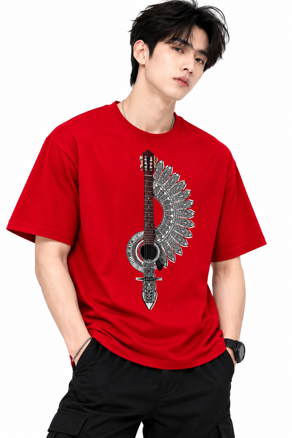 Attitude T-Shirts for Men | Guitar t shirt | Oversized Printed T-Shirt |  100% Pure Cotton T Shirt