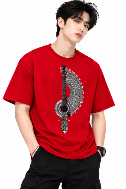 Attitude T-Shirts for Men | Guitar t shirt | Oversized Printed T-Shirt |  100% Pure Cotton T Shirt