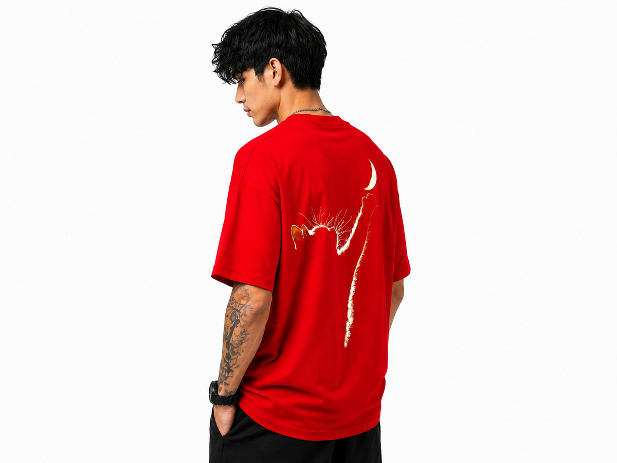 Attitude Oversized Anime Graphic T-Shirt for Men | Mens LoosE Fit Back Printed Oversized Tshirt