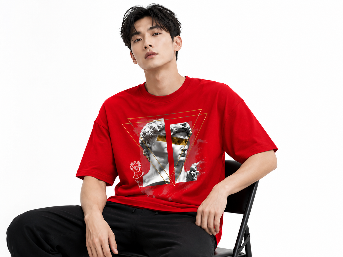 Attitude Men's Oversized Graphic T-Shirt for Men | Soft Cotton | Drop Shoulder Relaxed Fit | Printed Casual Tshirt for Men