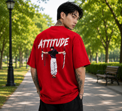 Attitude Oversized Anime Graphic T-Shirt for Men | Cotton Printed Tee Japanese Streetwear Style