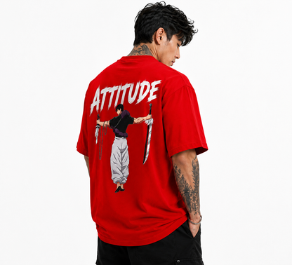 Attitude Oversized Anime Graphic T-Shirt for Men | Cotton Printed Tee Japanese Streetwear Style