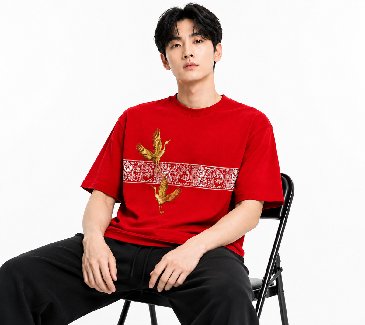Attitude Men Typography Printed Round Neck Pure Cotton Oversized T-shirt