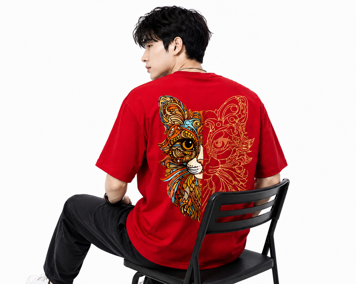 Attitude Cat Printed Oversized tshirt For Men| Trending T- Shirt