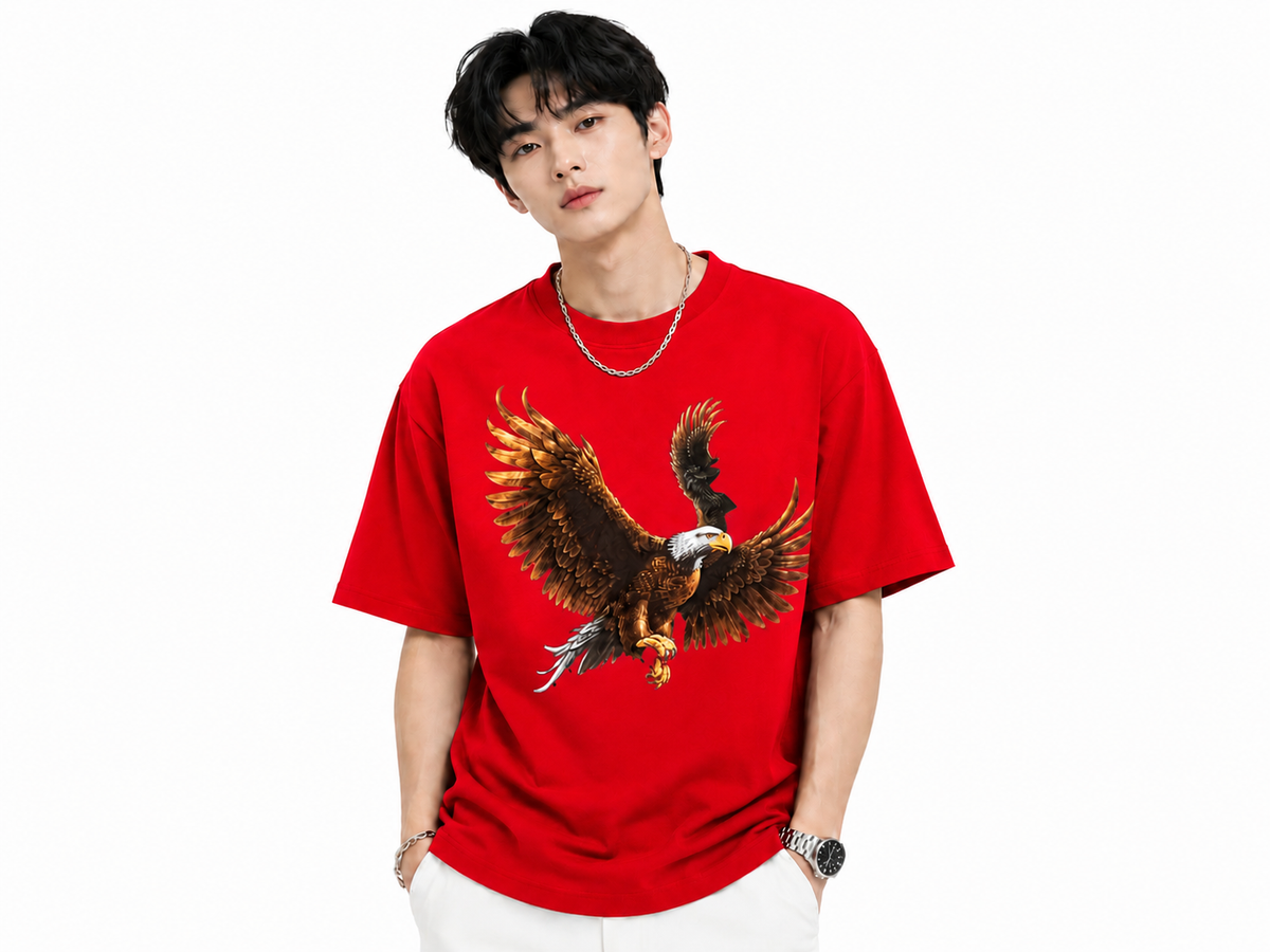 Attitude Eagle Graphic Oversized T-Shirt for Men