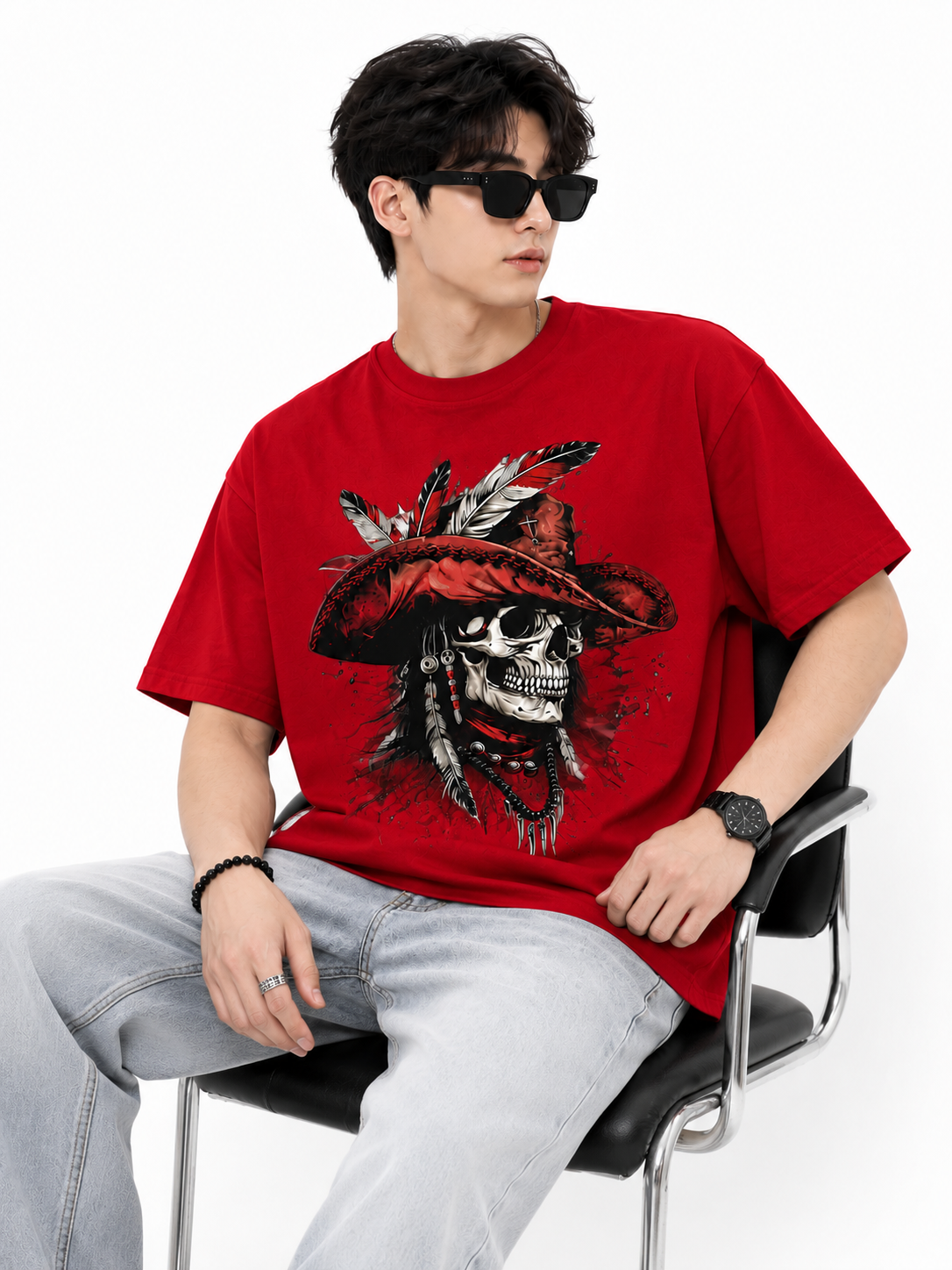 Attitude Men's Skull Graphic Printed  T-Shirt | Premium Cotton Casual Round Neck Tee for Men