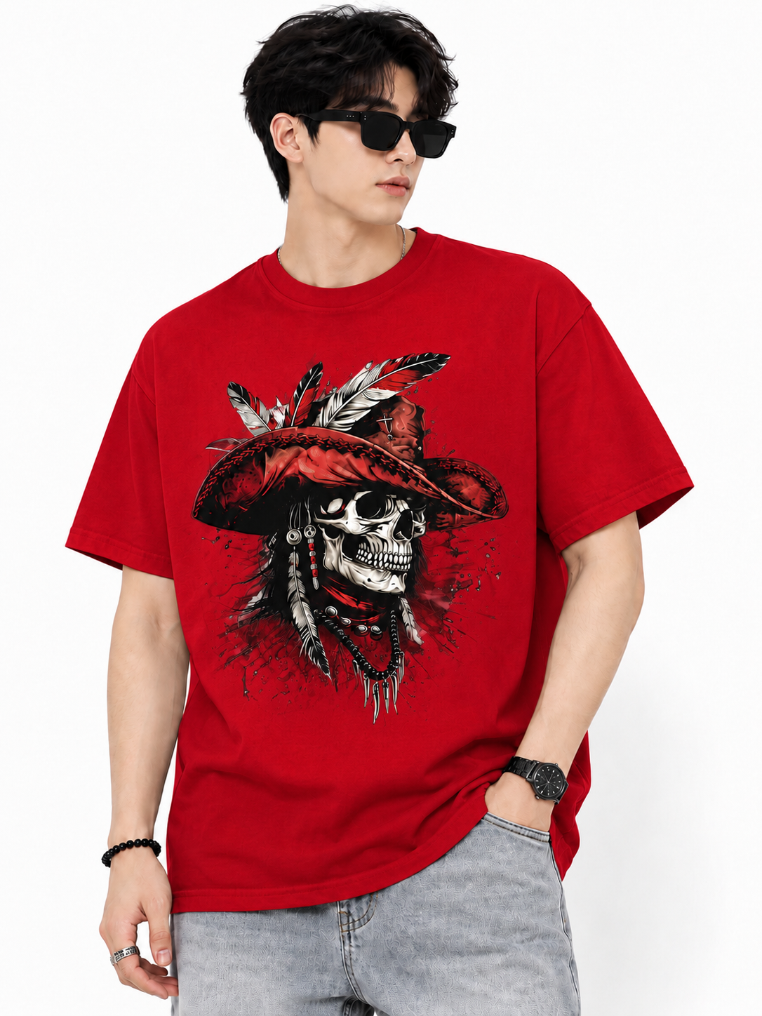 Attitude Men's Skull Graphic Printed  T-Shirt | Premium Cotton Casual Round Neck Tee for Men