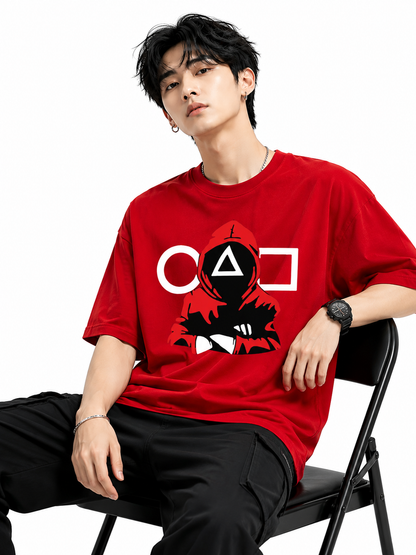 Attitude T-Shirts for Men | Oversized Squid Game Printed T-Shirt for Men | 100% Pure Cotton T Shirt