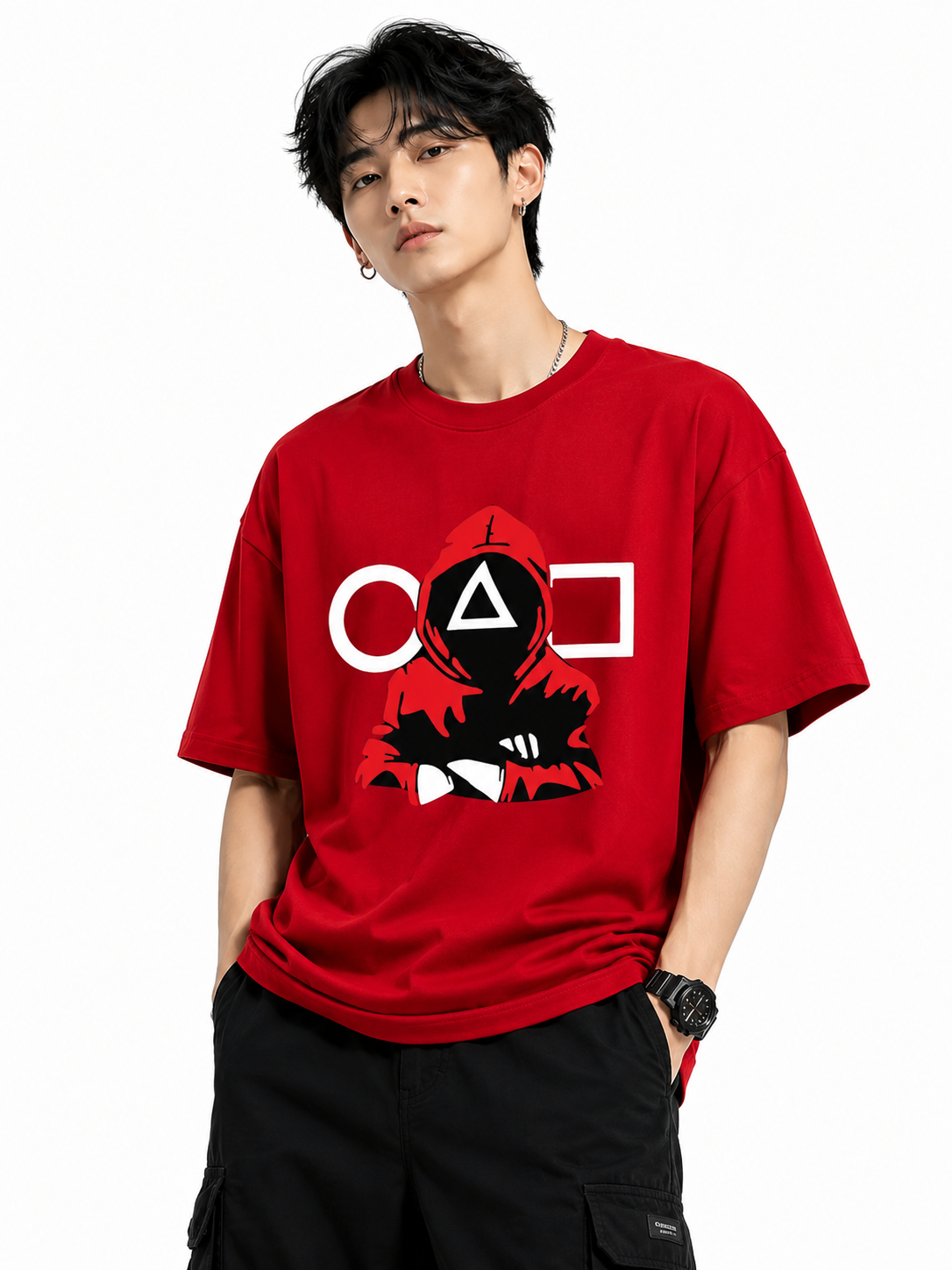 Attitude T-Shirts for Men | Oversized Squid Game Printed T-Shirt for Men | 100% Pure Cotton T Shirt