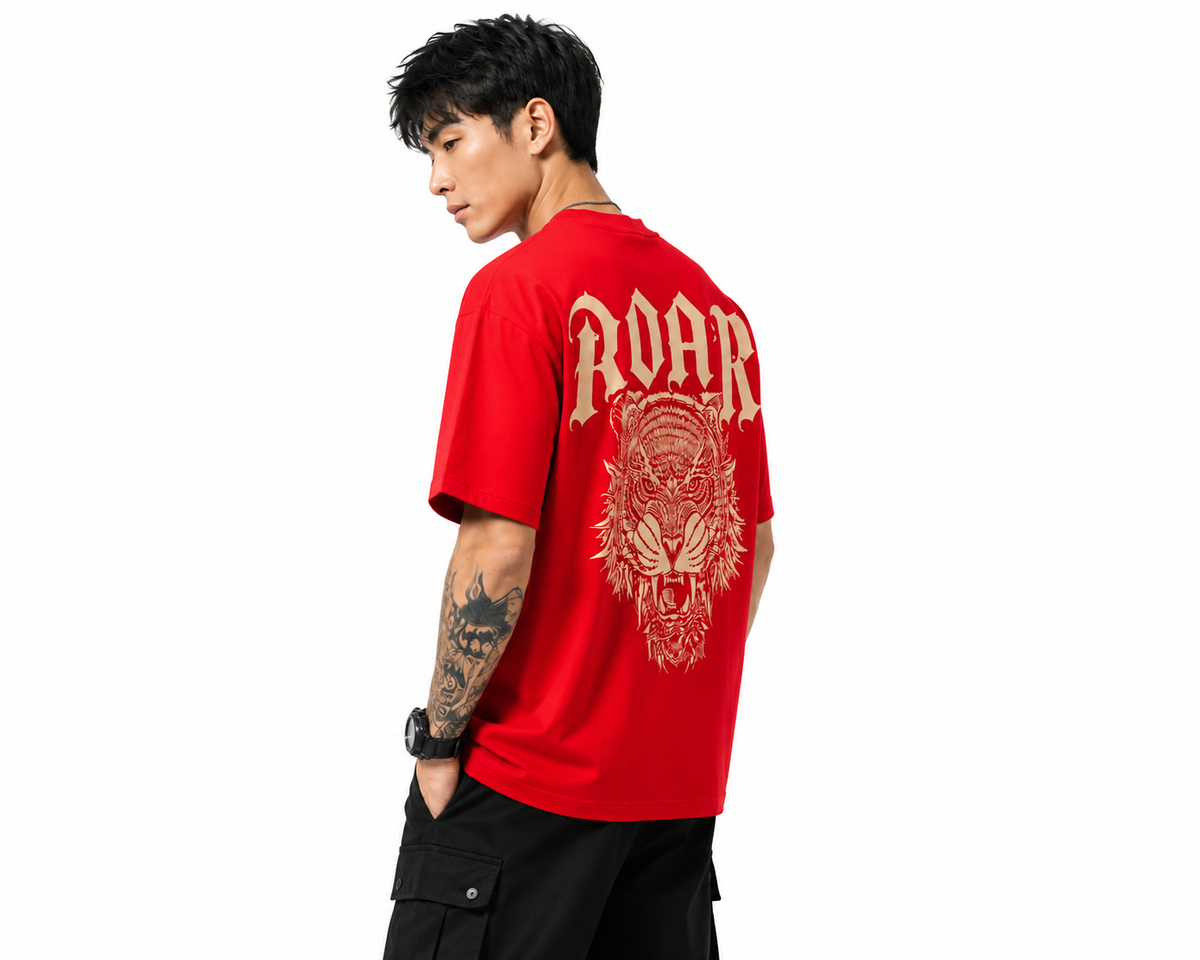 Attitude Men Printed Oversized Fit Cotton T- Shirt