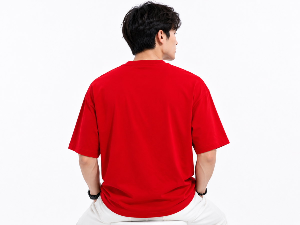 Attitude Men Sun Printed Crew Neck Oversized Fit Cotton T- Shirt