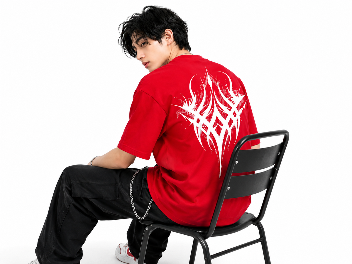 Attitude Men oversized anime gym Printed Crew Neck Oversized Fit Cotton T- Shirt