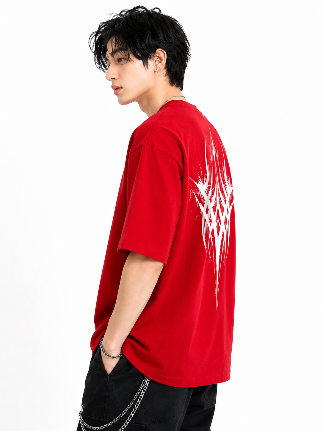 Attitude Men oversized anime gym Printed Crew Neck Oversized Fit Cotton T- Shirt