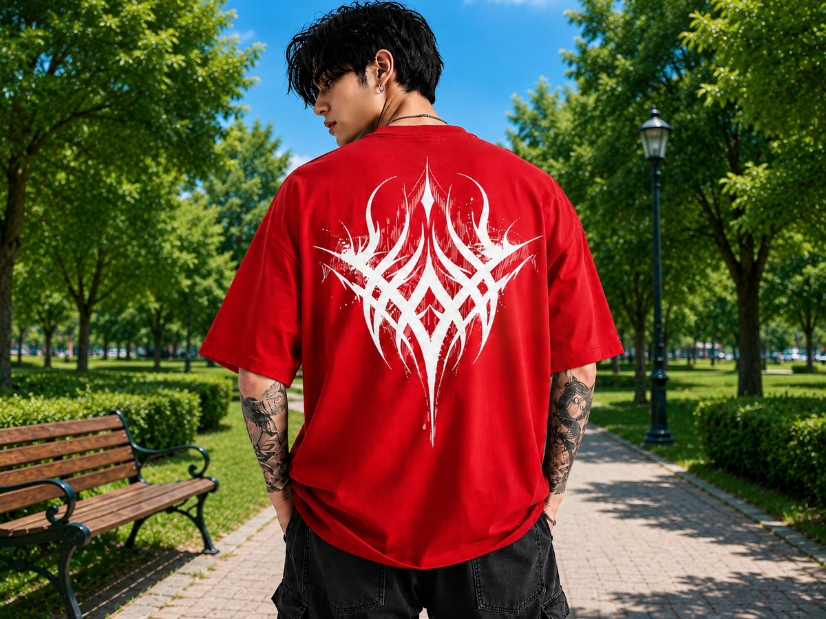 Attitude Men oversized anime gym Printed Crew Neck Oversized Fit Cotton T- Shirt