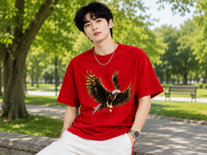 Attitude Eagle Graphic Oversized T-Shirt for Men