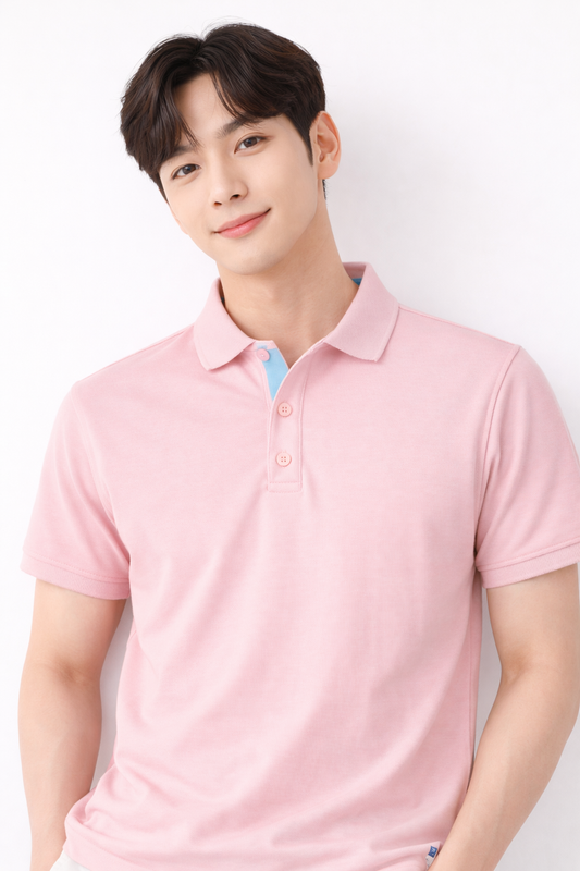 Attitude Start of Fashion Men Solid Pink Polo T-Shirt – Slim Fit Casual Wear