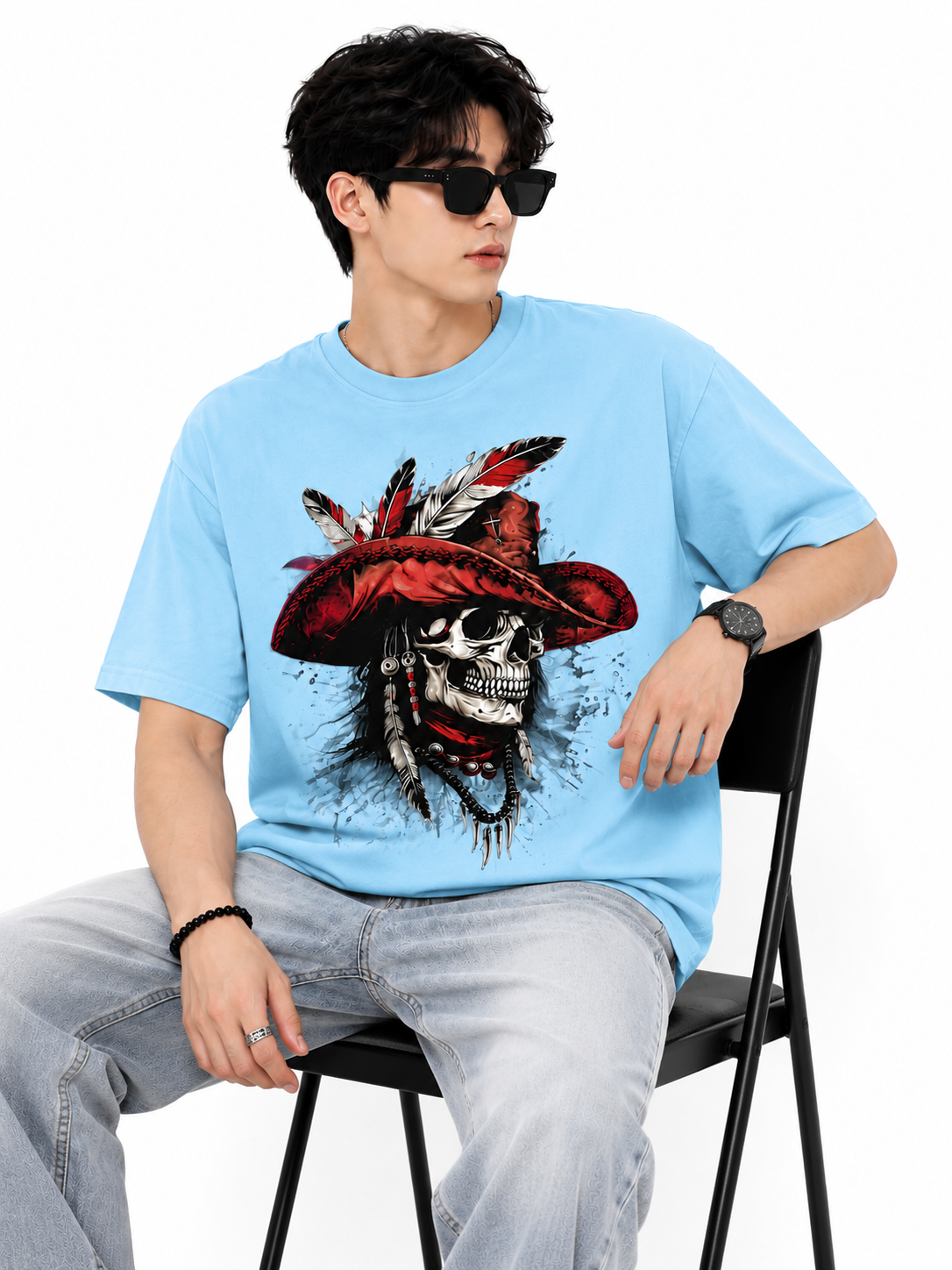 Attitude Men's Skull Graphic Printed  T-Shirt | Premium Cotton Casual Round Neck Tee for Men