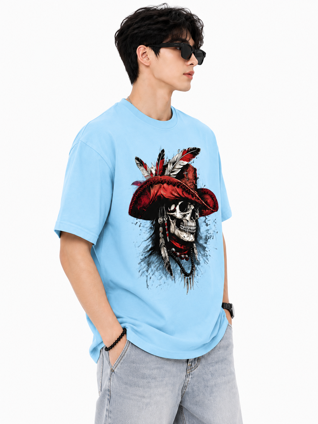 Attitude Men's Skull Graphic Printed  T-Shirt | Premium Cotton Casual Round Neck Tee for Men
