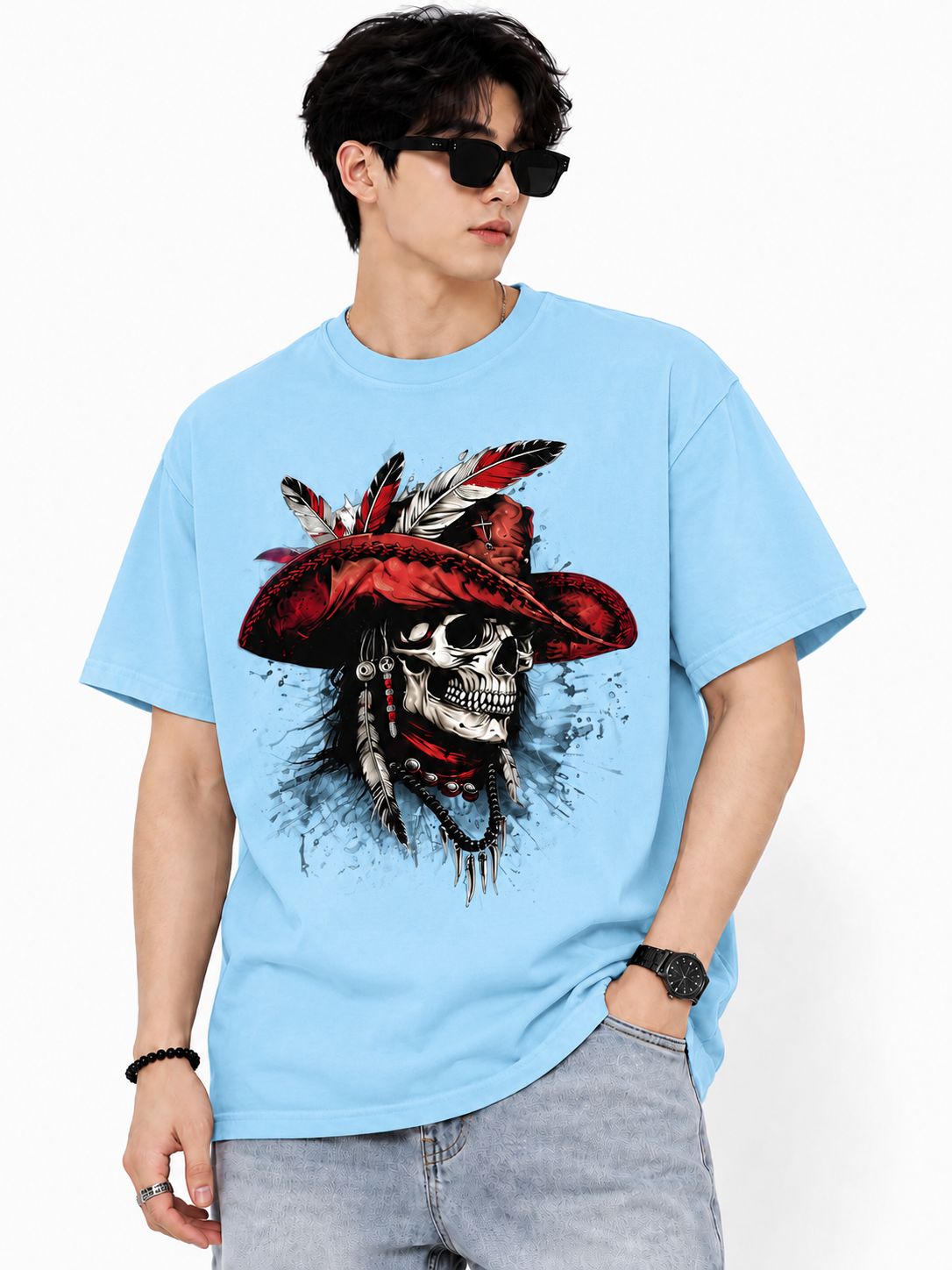 Attitude Men's Skull Graphic Printed  T-Shirt | Premium Cotton Casual Round Neck Tee for Men