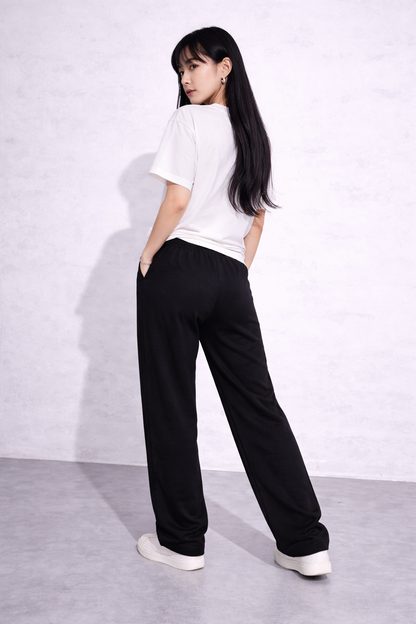 Attitude Start Of Fashion Black Skeleton Bone Print Loose Fit Sweatpants for Women