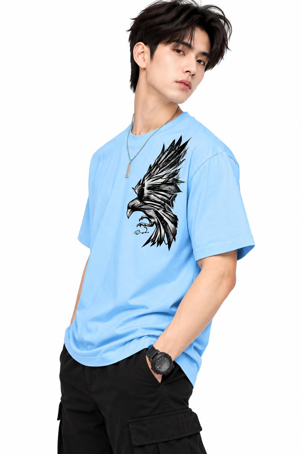 Attitude T-Shirts for Men | Eagle Printed | 100% Pure Cotton Oversized T Shirt | Trending