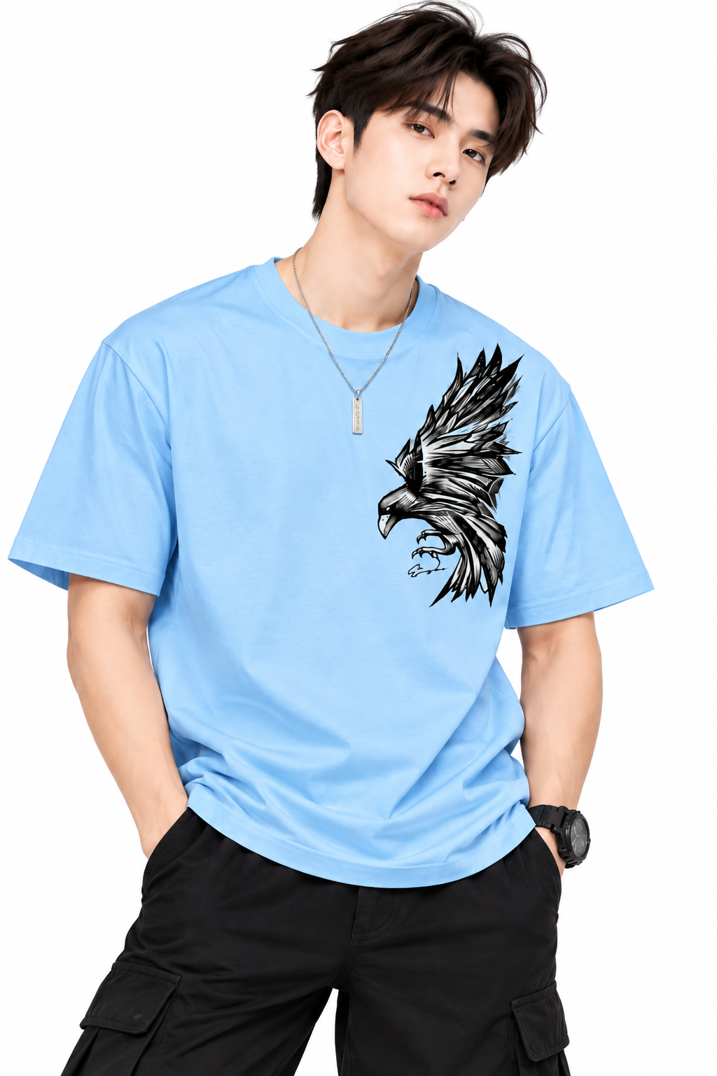 Attitude T-Shirts for Men | Eagle Printed | 100% Pure Cotton Oversized T Shirt | Trending