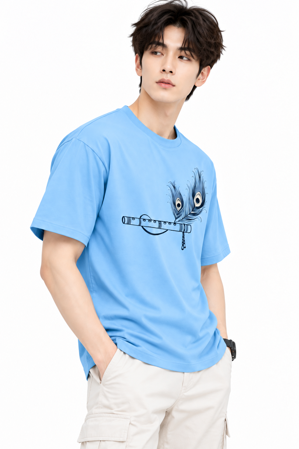 Attitude T-Shirts for Men | India's Number one Trending Brand | Murli Printed | 100% Pure Cotton Oversized Printed Tee