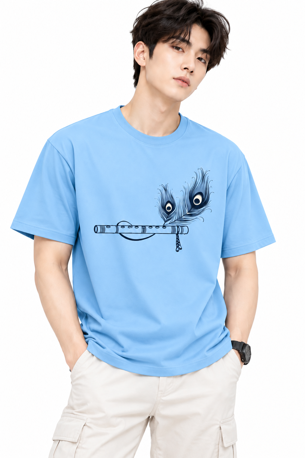 Attitude T-Shirts for Men | India's Number one Trending Brand | Murli Printed | 100% Pure Cotton Oversized Printed Tee