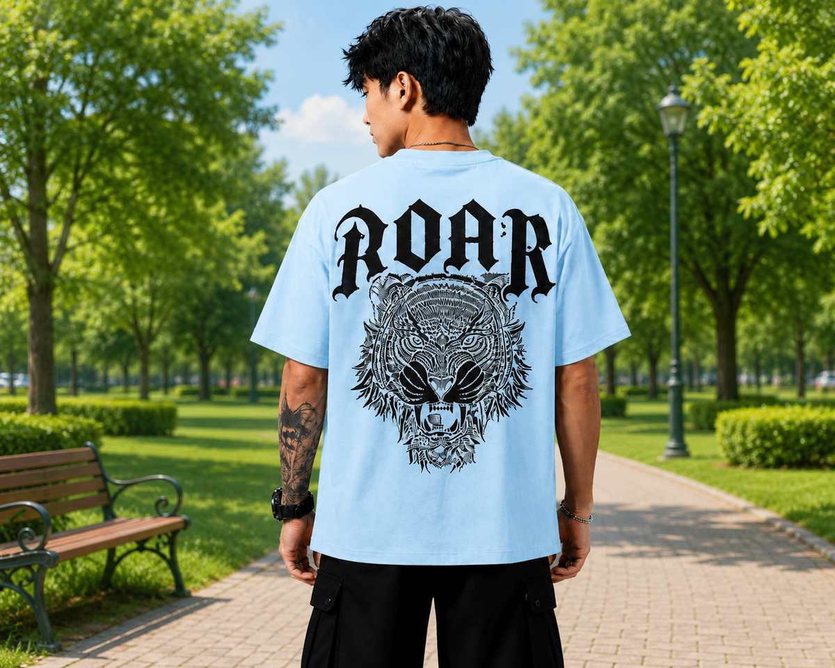 Attitude Men Printed Oversized Fit Cotton T- Shirt